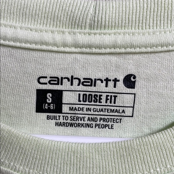 Carhartt Long Sleeve Tee Green Blue Graphics 100%Cotton - Picture 2 of 5